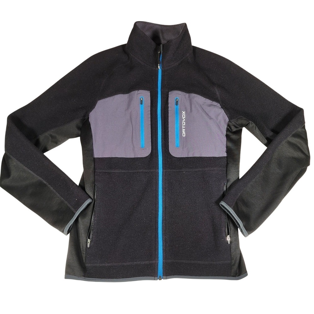 Ortovox Fleece Jacket Full Zip Gray Black Blue Outdoor Top Technical Apparel Men